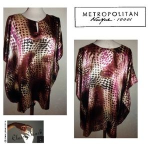 Metropolian  Purple/ ShimmeryTunic Top Plus 2X